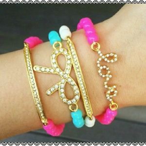 ♦️♦️LOVE, BAR, & BOW BRACELET SET♦️♦️