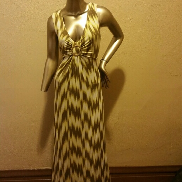 Calvin Klein gold multi maxi dress