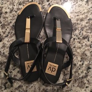 Black and gold sandals
