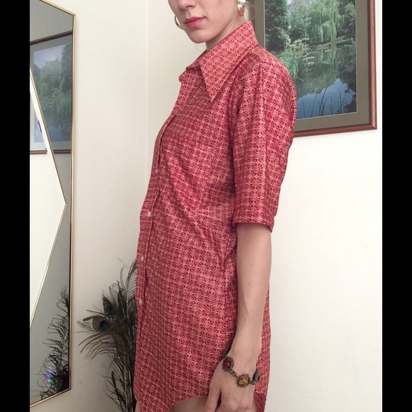 Busy Vintage 70's Psychedelic Print Disco Nylon - Picture 2 of 4