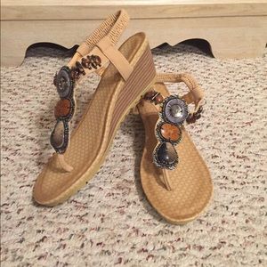 Tan wedge sandals