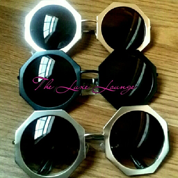 Oversized Metal Geometric Sunnies (Gold/Brown)