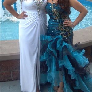 Turquoise and black prom dress