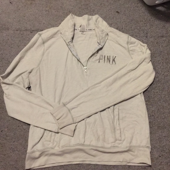 VS PINK white half zip sweatshirt