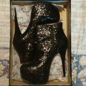 Black Glitter High Heels