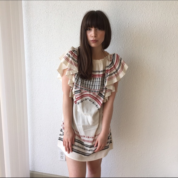 Flutter Sleeve Linen Dress