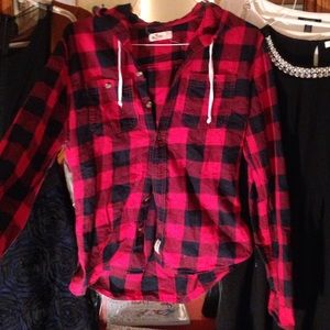 HOLLISTER HOODIE PLAD FLANNEL