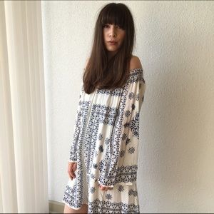 Off Shoulder Dress with Bell Sleeves