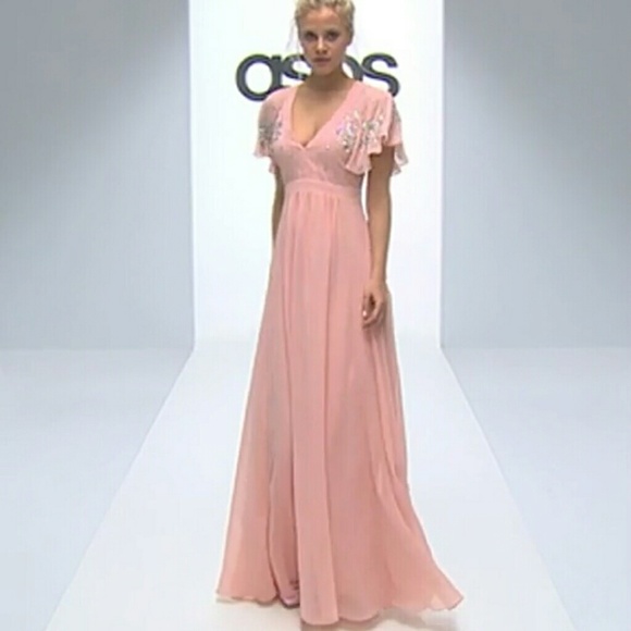 Beaded chiffon wedding bridesmaid maxi dress gown