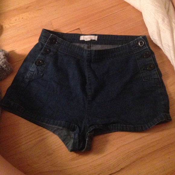 2.1 DENIM HIGH WAISTED DARK BLUE SHORTS