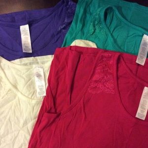 Set of 4 Lace Accented Tank Tops