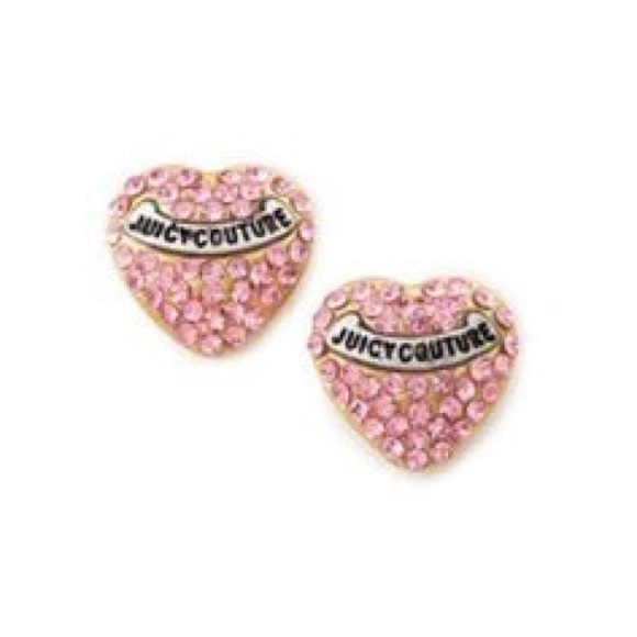 Pink rhinestone heart juicy couture earrings