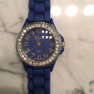 Geneva Royal blue watch with diamond studs