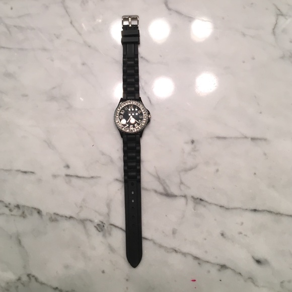 Black rubber band diamond studded watch - Picture 2 of 2