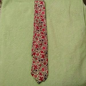 SILK FLORAL SKINNY NECKTIE- Meadow Pink