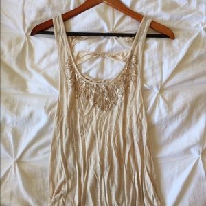 Cute sequin cream tank top