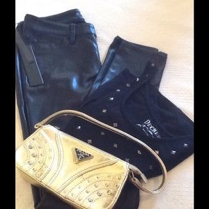 NWT Solid Faux Black Leather Straight Leg Pants