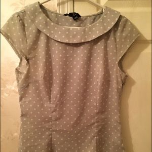 Grey polka dot blouse