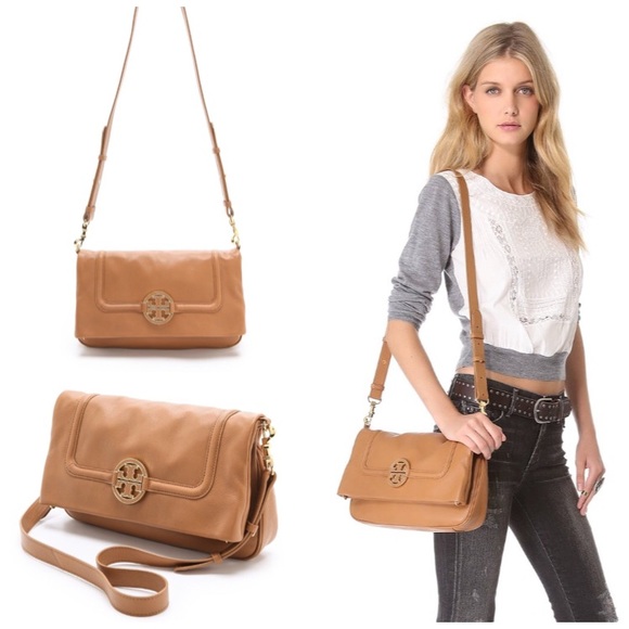 Tory Burch Tan Amanda leather fold over Bag Purse