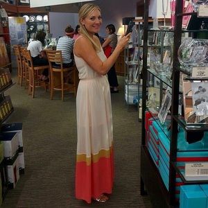 Pink Colorblock Maxi Dress