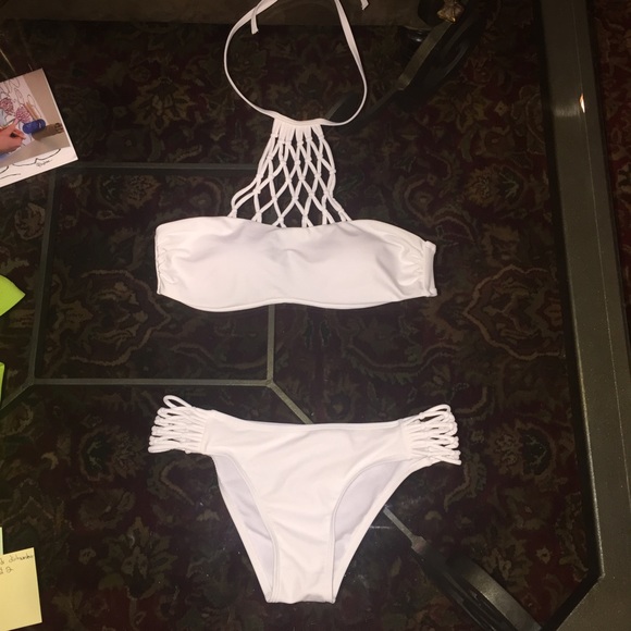 •white neck-high fish net bikini• BUY NOW
