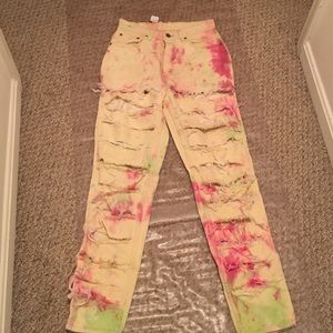 Bleached and tie dye jeans