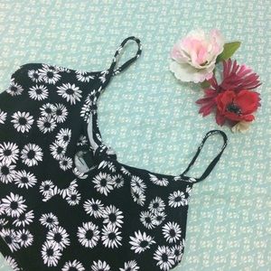 Black and White Sunflower Crop Top