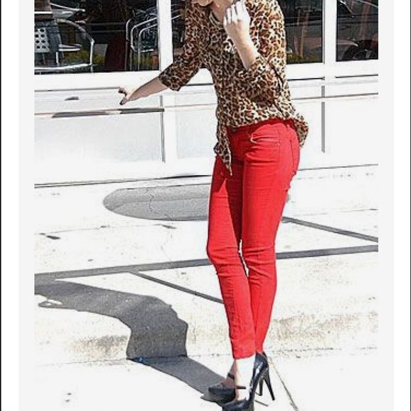 AG Adriano Goldschmied Pants - 27 red AG skinny jeans "the stilt"