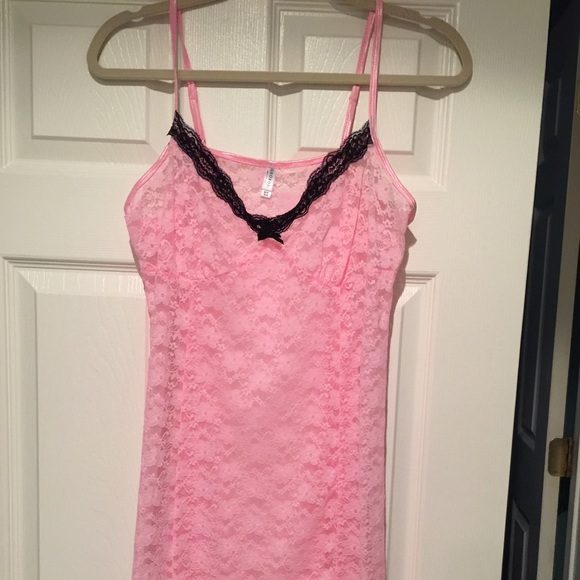 Pink and black lace teddy