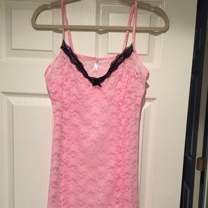 Pink and black lace teddy