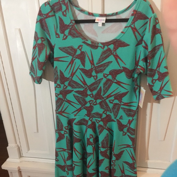 Large teal Nicole lularoe birds nwt