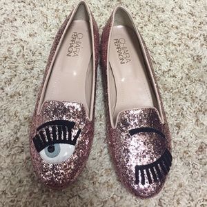 Chiara Ferragni wink eyes pink glitter sz 38