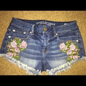 American Eagle Floral Denim Shorts