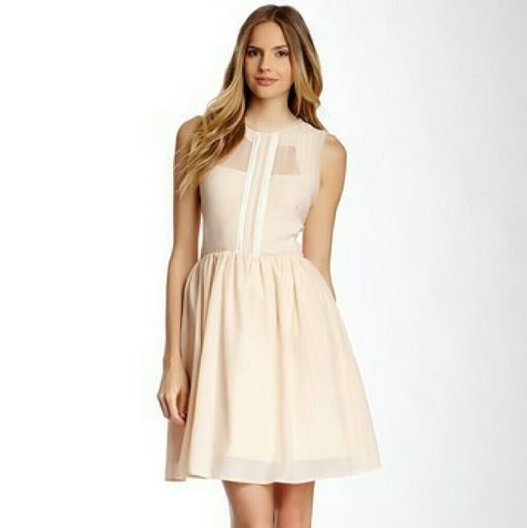 Jessica Simpson pleated chiffon trim dress