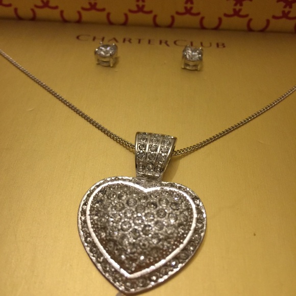 Charter club silver heart necklace and earrings - Picture 2 of 3