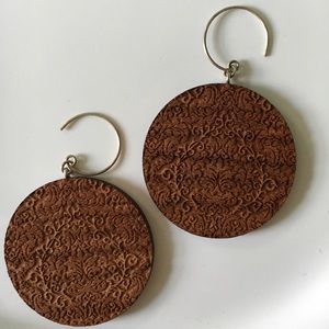 NWOT Etched Wood Earrings
