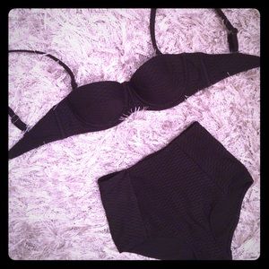 High waisted textured swimwear