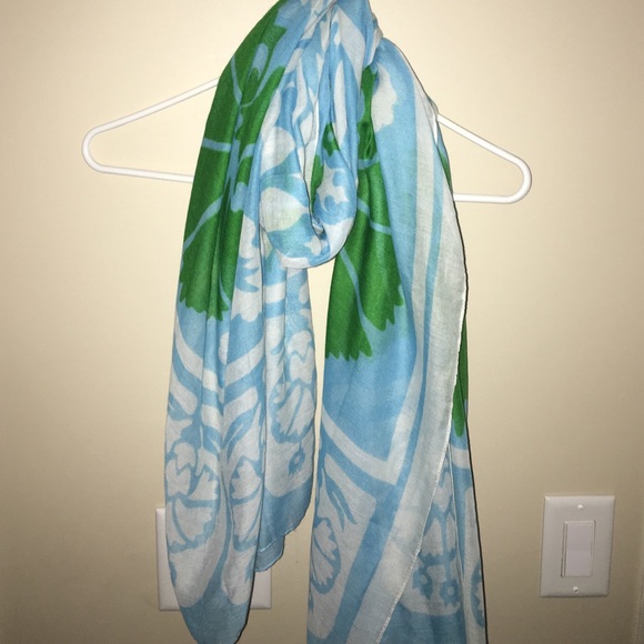 Green, blue and white oversized summer scarf