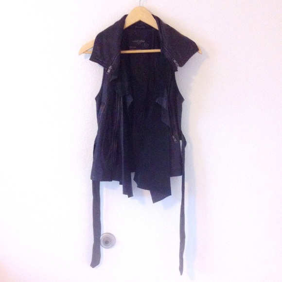 All Saints Leather and Suede Manu Gilet Vest