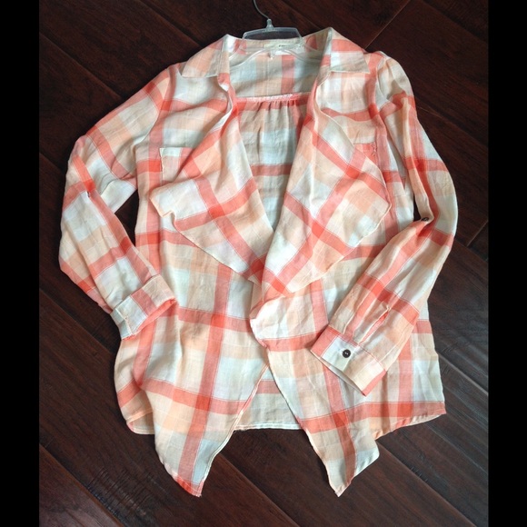 Cute orange plaid cotton shirt