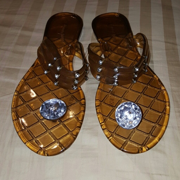 Cute sparkly Rhinestone sandals gold jellies