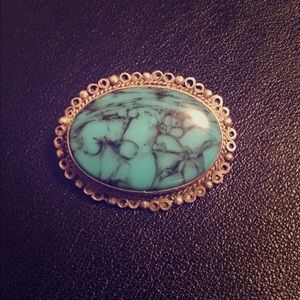 Vintage Mexico Sterling Turquoise Pin