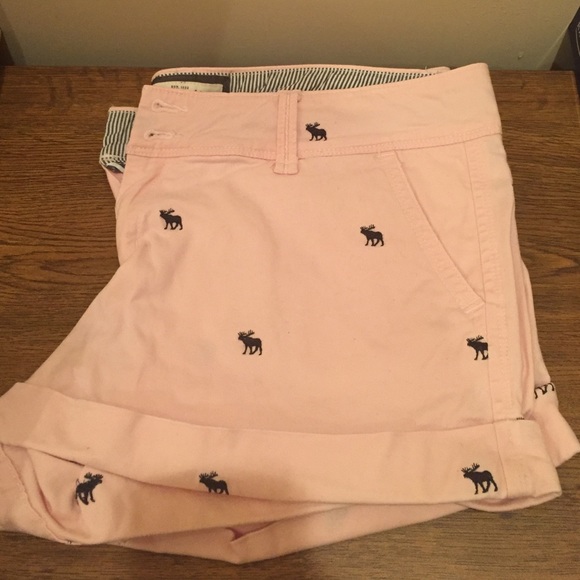 Pink 3' embroidered Abercrombie &Fitch shorts - Picture 1 of 2