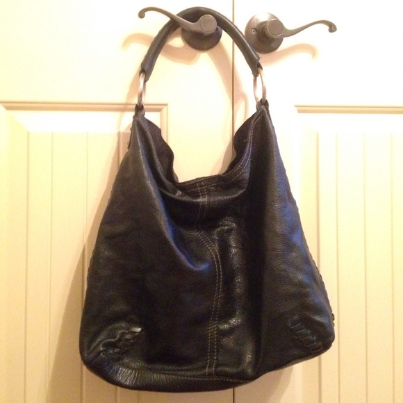 Black Leather Lucky Brand Slouchy Shoulder Bag