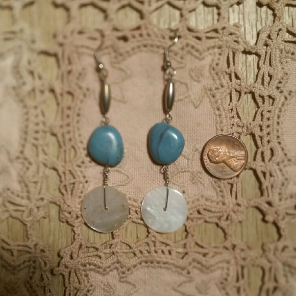 Shell and Turquoise Handmade Artisan Earrings