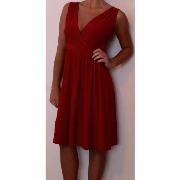 Red ABS Midi Dress