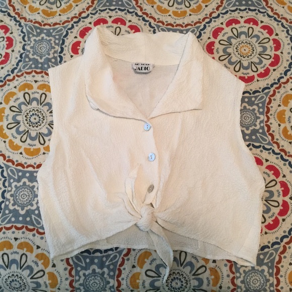 Vintage 90's white Oxford collared crop top