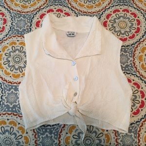 Vintage 90's white Oxford collared crop top
