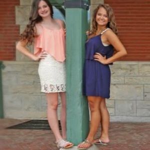 Coral and lace dress