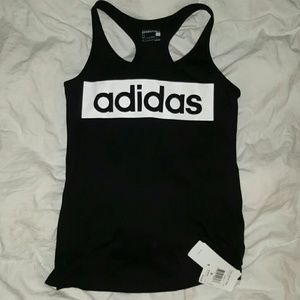 NWT Adidas logo black and white racerback tank